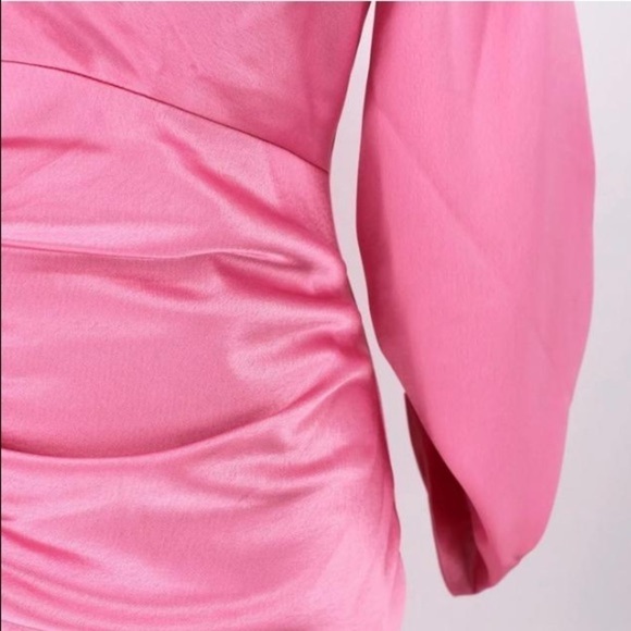 Cinq à Sept Barbie Pink Natalia Smooth Satin Long Sleeve Dress - Picture 6 of 16